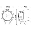 Feu LED longue portée - 25W - rond - 4x4 - 120mm